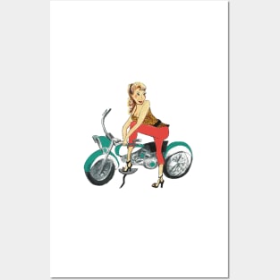 Retro Biker Chick Posters and Art